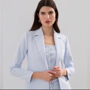 Jules & Leopold Sky Blue Checkered Blazer